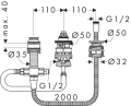 HansGrohe zestaw podstawowy do baterii 3-otw. do montażu na brzegu wanny 13439180