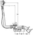 Wymiary:
 L - 130- 370 mm,
H1 - 180 - 430 mm,
H2 - 110 mm
długość cięgna Bowdena 725 mm