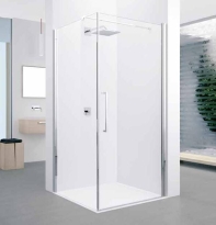 Novellini Young 2.0 G+F kabina kwadratowa drzwi skrzydłowe 90cm, profil chrom, szkło bezbarwne Y2G89-1K+Y2FG89-1K