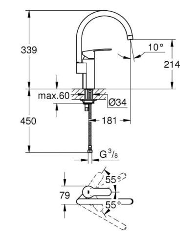 Grohe Eurostyle Cosmopolitan bateria zlewozmywakowa 30221002