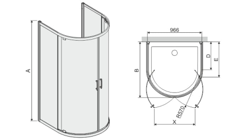 Sanplast TX5b kabina półokrągła przyścienna 100x100cm KPP2DJ/TX5b-100 W0 sb 600-271-0451-38-401