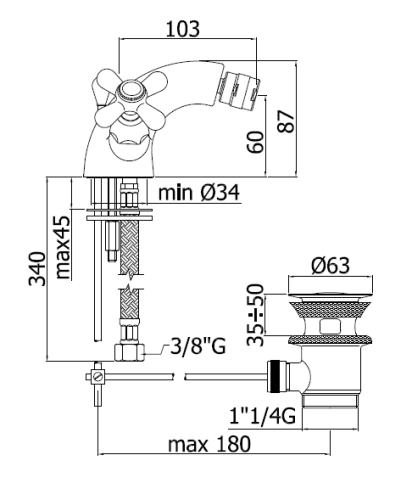 Paffoni Iris bateria bidetowa IR135CR