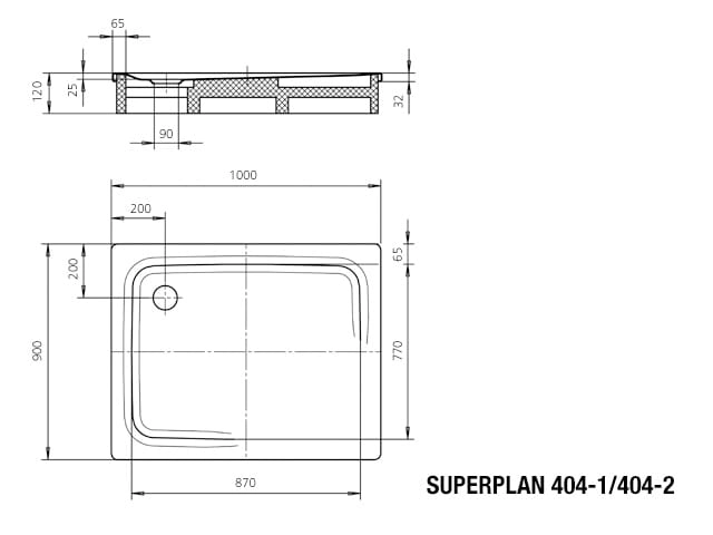Kaldewei SuperPlan brodzik prostokątny 90x100x2,5cm z nośnikiem styropianowym model 404-2 4304.4804.0001