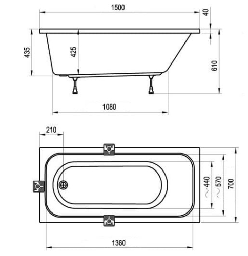 Ravak Chrome wanna prostokątna 150x70 cm C721000000