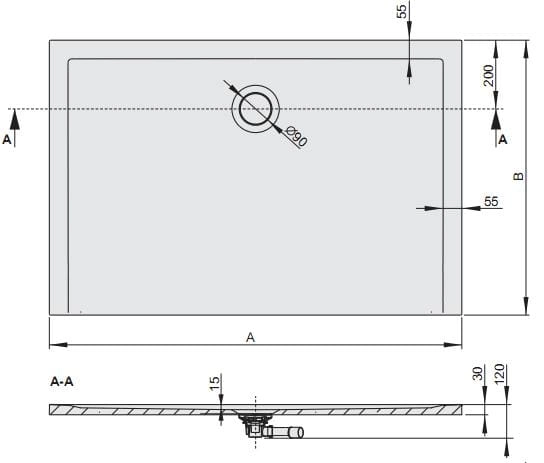Sanplast Space Mineral brodzik prostokątny B-M/SPACE 90x140x1,5 645-290-0570-01-000