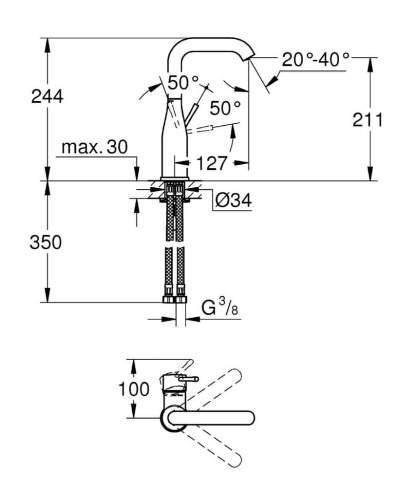 Grohe Essence New bateria umywalkowa, bez korka 23541001