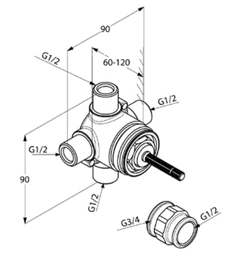 Kludi Ambienta przełącznik dwukierunkowy, element podtynkowy 29747