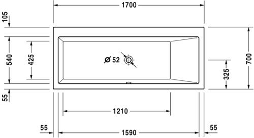 Duravit Vero wanna prostokątna 170x70cm, prawa 700132000000000