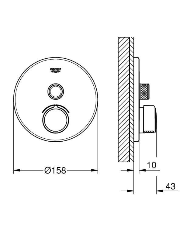 Grohe SmartControl bateria z mieszaczem do obsługi 1 wyjścia, element zewnętrzny 29144000