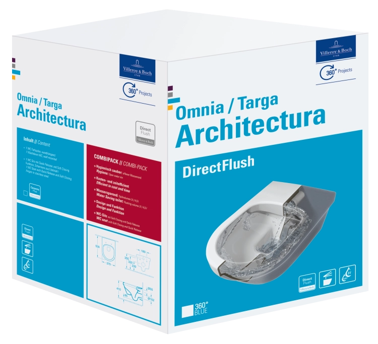 Villeroy&Boch Omnia Architectura miska podwieszana 53x37cm DirectFlush z deską wolnoopadającą 5684HR01