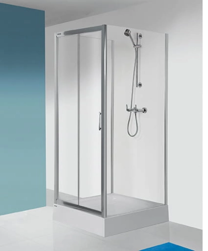 Sanplast TX5b kabina trójścienna prostokątna 80x110x80cm szkło bezbarwne W0, profile srebrne błyszczące 600-271-1130-2-1310-38-401