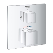 GROHE Grohtherm Cube bateria wannowa z termostatem do obsługi dwóch wyjść, element zewnętrzny, chrom 24155000