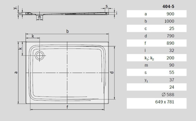 Kaldewei SuperPlan brodzik prostokątny 90x100x2,5cm z obniżonym nośnikiem styropianowym model 404-5 4304.4798.0001