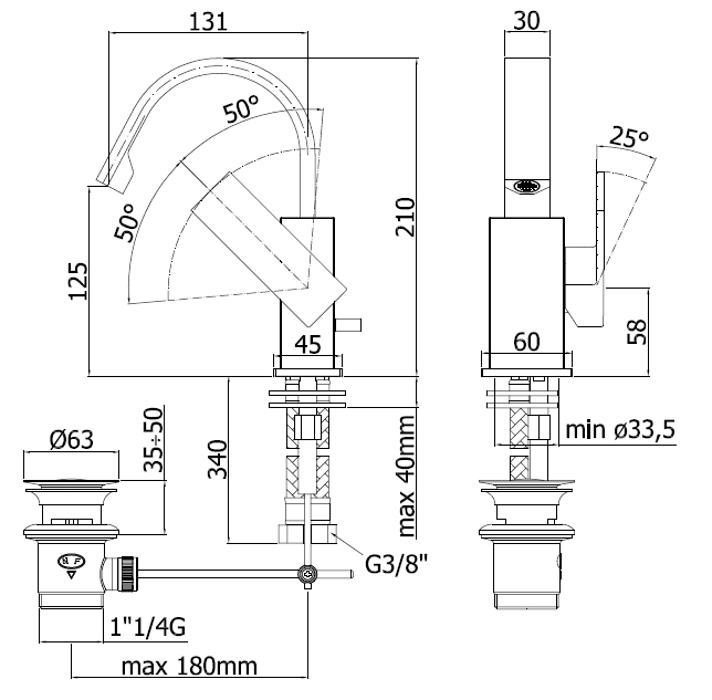 Paffoni Elle bateria umywalkowa EL837CR