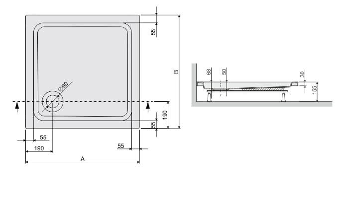 Sanplast Free Line brodzik kwadratowy B/FREE 100x100x5+ST12 615-040-1040-01-000