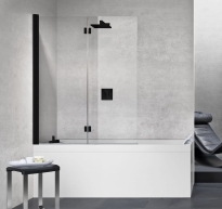 Novellini Young 2.0 parawan nawannowy 2-częściowy 120x150cm, lewy, czarny mat Y21BSV120S-1H