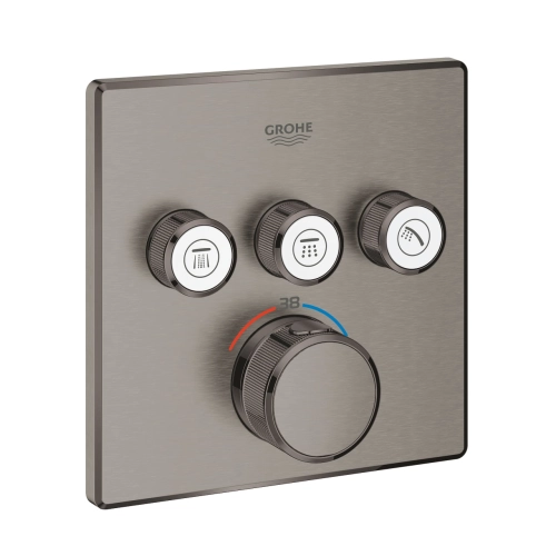 Grohe Grohtherm SmartControl Cube bateria termostatyczna do obsługii 3 wyjść, element zewnętrzny brushed hard graphite 29126AL0