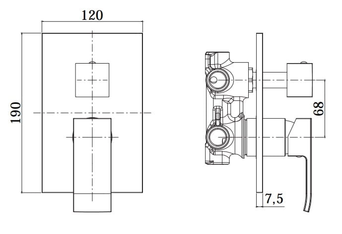 Paffoni Elle bateria podtynkowa z zaworem 3-drożnym EL019CR