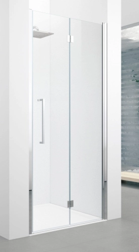 Novellini Young 2.0 1BS drzwi składane 90 cm, prawe, profil chrom, szkło bezbarwne Y21BS87D-1K - montaż we wnęce