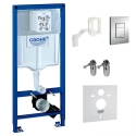 Grohe Rapid SL stelaż do miski podwieszanej zestaw 5:1, przycisk Skate Cosmopolitan chrom-mat 39449000