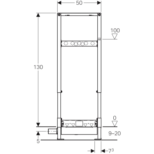 Element montażowy Geberit Duofix do natrysków, 130 cm, z odpływem ściennym, do baterii ściennej natynkowej 111.587.00.1