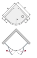 Sanswiss PUR PU4P kabina półokrągła 90x90cm, promień 550, szkło bezbarwne, profile chrom PU4P550901007