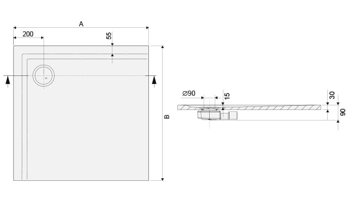 Sanplast Space Mineral brodzik kwadratowy B-M/SPACE 100x100x1,5 645-290-0041-01-000