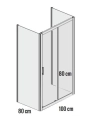 Sanplast TX5 kabina trójścienna prostokątna 80x100x80cm, szkło bezbarwne W0, profile srebrne błyszczące 600-271-1110-2-1310-38-401