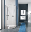Sanplast TX5b kabina półokrągła drzwi dwuskrzydłowe 90x90cm KP2DJa/TX5b, profile srebrny połysk, szkło bezbarwne 600-271-0431-38-401