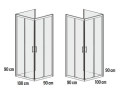 Sanplast TX5b kabina trójścienna prostokątna 90x100x90cm szkło bezbarwne W0, profile srebrne błyszczące sb 600-271-1840-1320-38-401