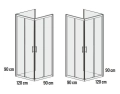 Sanplast TX5b kabina trójścienna prostokątna 90x120x90cm szkło bezbarwne W0, profile srebrne błyszczące 600-271-1860-1320-38-401