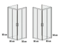 Sanplast TX5b kabina trójścienna prostokątna 90x80x90cm szkło ze wzorm W15, profile srebrne błyszczące 600-271-0190-1320-38-231