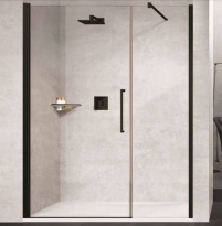 Novellini Young 2.0 G+F in line drzwi prysznicowe skrzydłowe 115cm(114-118cm), profil czarny, szkło bezbarwne Y2GFL114-1H