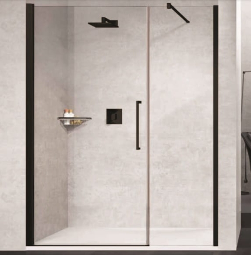 Novellini Young 2.0 G+F in line drzwi prysznicowe skrzydłowe na wymiar, profil czarny, szkło bezbarwne Y2GFLSP-1H