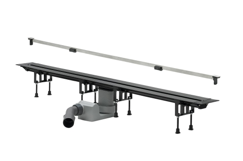 Viega Advantix Vario odpływ liniowy regulowany 30-120 cm model 4965.10 z rusztem SR2 stal połysk 686277+686291