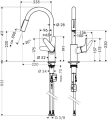 HansGrohe Focus bateria zlewozmywakowa z wyciąganą wylewką, czarny mat 31815670