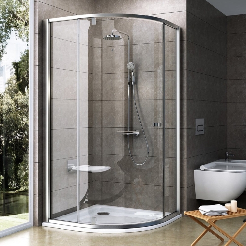 Ravak Pivot PSKK3-100 kabina półokrągła 100x100cm, satyna, transparent 376AAU00Z1