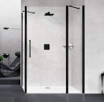 Novellini Young 2.0 2P+F kabina prostokątna 100x90cm, profil czarny, szkło bezbarwne Y22P97Y2F1B89-1H