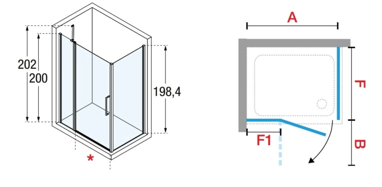 Novellini Young 2.0 2P+F kabina prostokątna 100x90cm, profil czarny, szkło bezbarwne Y22P97Y2F1B89-1H