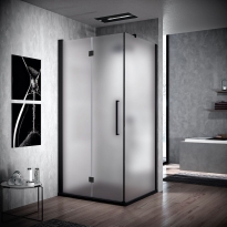 Novellini Young 2.0 2GS+F kabina kwadratowa 90x90cm, lewa, drzwi składane, profil czarny, szkło satyna Y22GS87LSY2FG89-4H