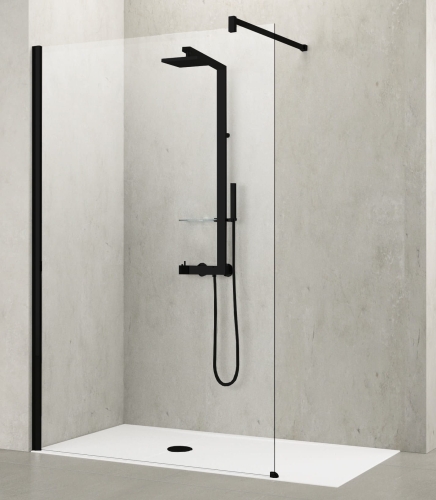 Novellini Kuadra H ścianka prysznicowa 80cm(77-80cm), czarny mat KUADH80-1H