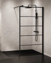 Novellini Kuadra H Stripes ścianka prysznicowa 140cm(137-140cm), czarny mat KUADH140-82H