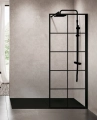 Novellini Kuadra H Squares ścianka prysznicowa 80cm(77-80cm), czarny mat KUADH80-81H