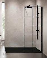 Novellini Kuadra H Squares ścianka prysznicowa 80cm(77-80cm), czarny mat KUADH80-81H