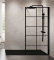 Novellini Kuadra H Squares ścianka prysznicowa 100cm(97-100cm), czarny mat KUADH100-81H