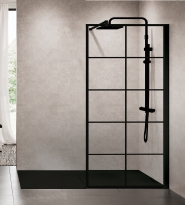 Novellini Kuadra H Squares ścianka prysznicowa 100cm(97-100cm), czarny mat KUADH100-81H