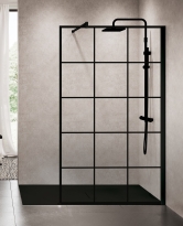 Novellini Kuadra H Squares ścianka prysznicowa 160cm(157-160cm), czarny mat KUADH160-81H