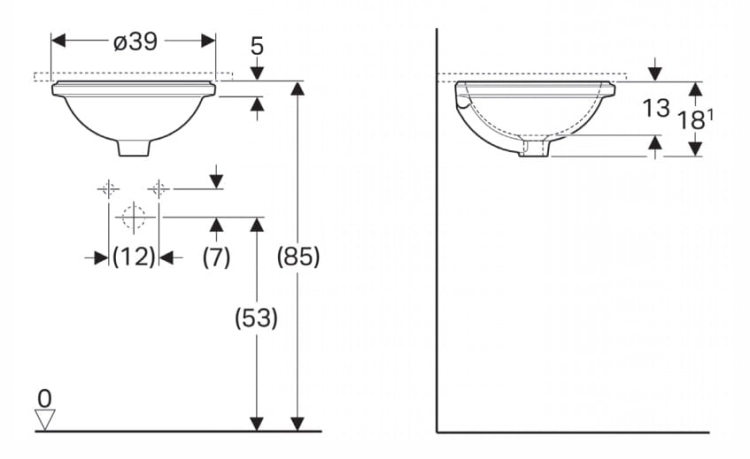 Koło VariForm umywalka podblatowa ø33cm/ ø39cm 500.744.01.6