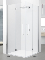 Novellini Young 2.0 2GS kabina prostokątna drzwi składane 75x80 cm, prawa, profil chrom, szkło bezbarwne Y22GS77LD-1K+Y22GS73LS-1K