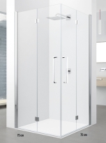 Novellini Young 2.0 2BS kabina kwadratowa drzwi składane 75x75 cm, profil chrom, szkło bezbarwne Y22GS73LD-1K+Y22GS73LS-1K